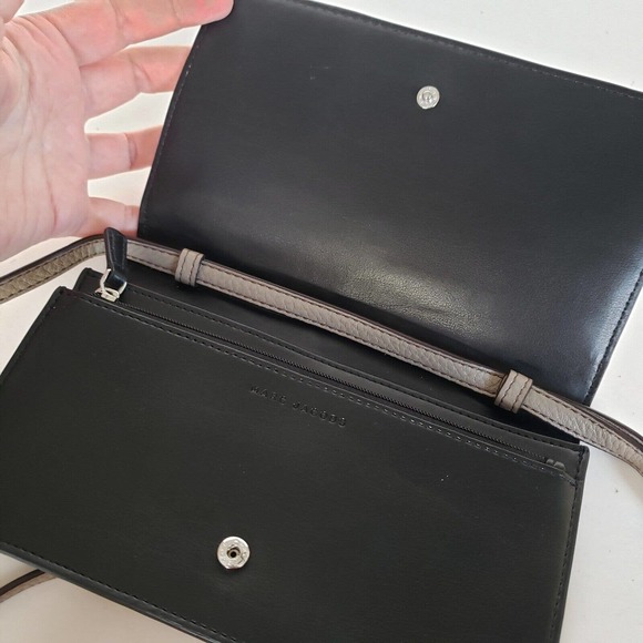 MARC JACOBS Logo Empire City Mink Wallet On Strap Holder 7x4" Small Bag Gray - Picture 4 of 10